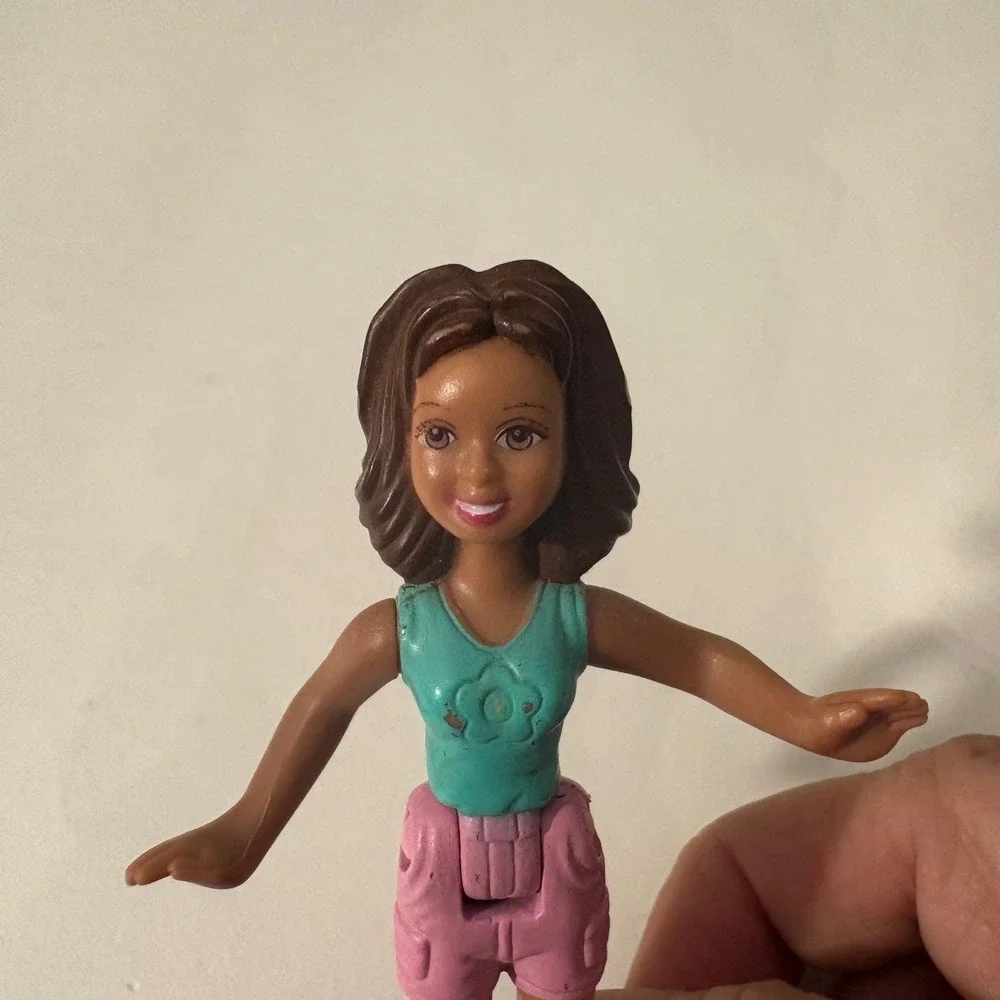 Polly Pocket Doll 2003 McDonald's Figure Pink Shorts Teal Top 3.5